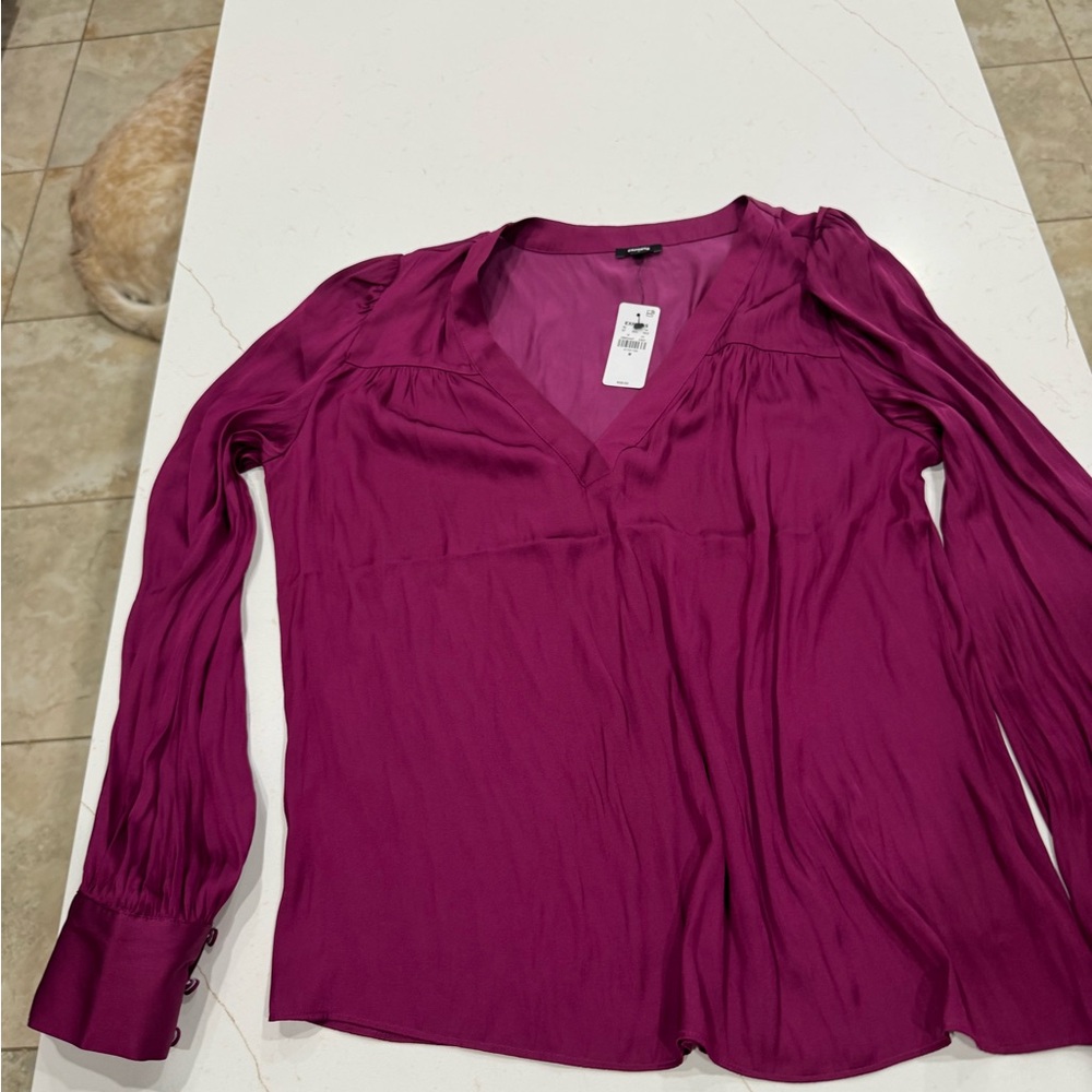 Express Women's V-Neck Blouse - Magenta